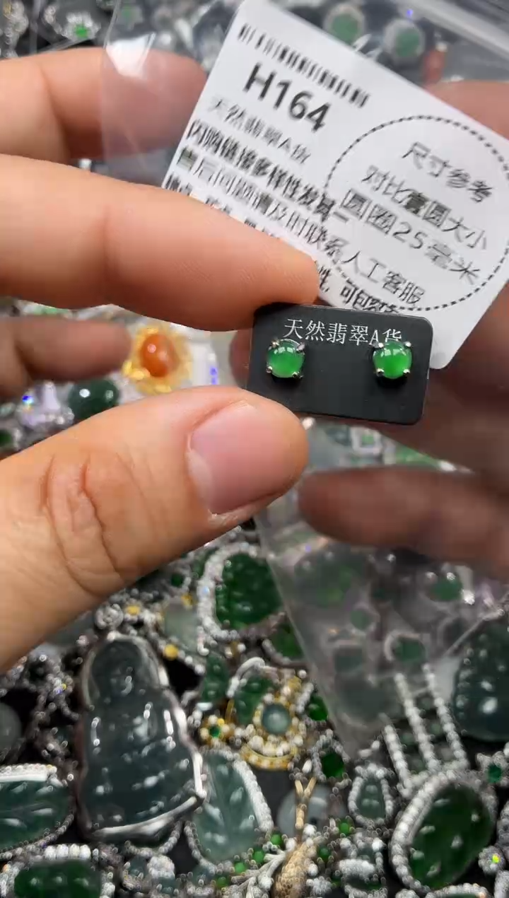 颈饰未镶嵌翡翠H164耳钉
