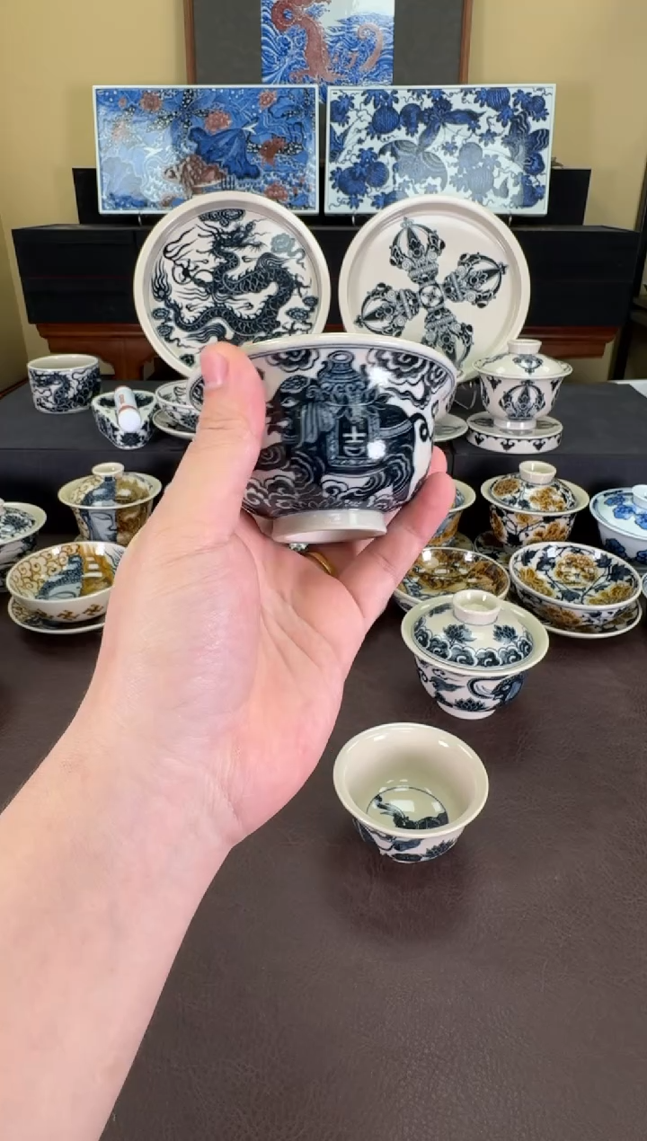 【闪购商品】二号釉大象纹大压手杯