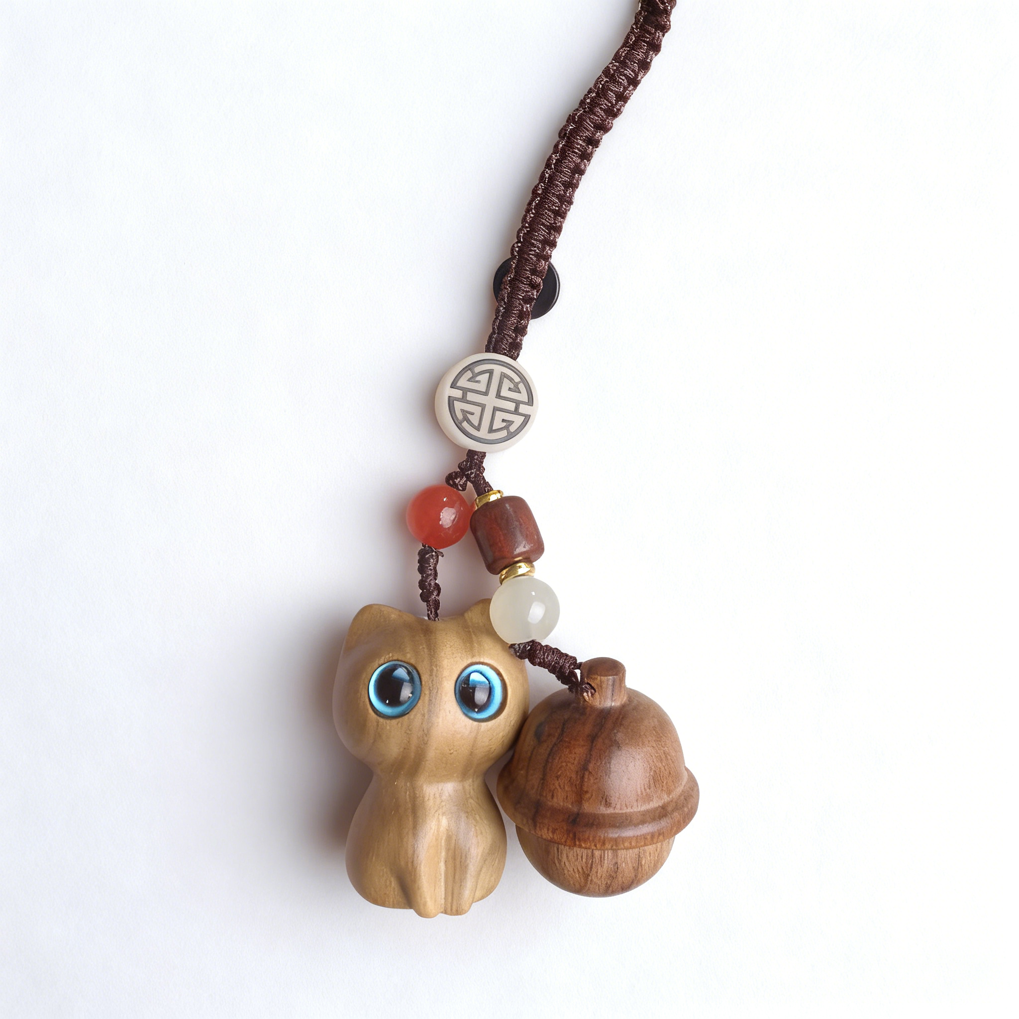 指尖木艺-猫咪小铃铛钥匙扣