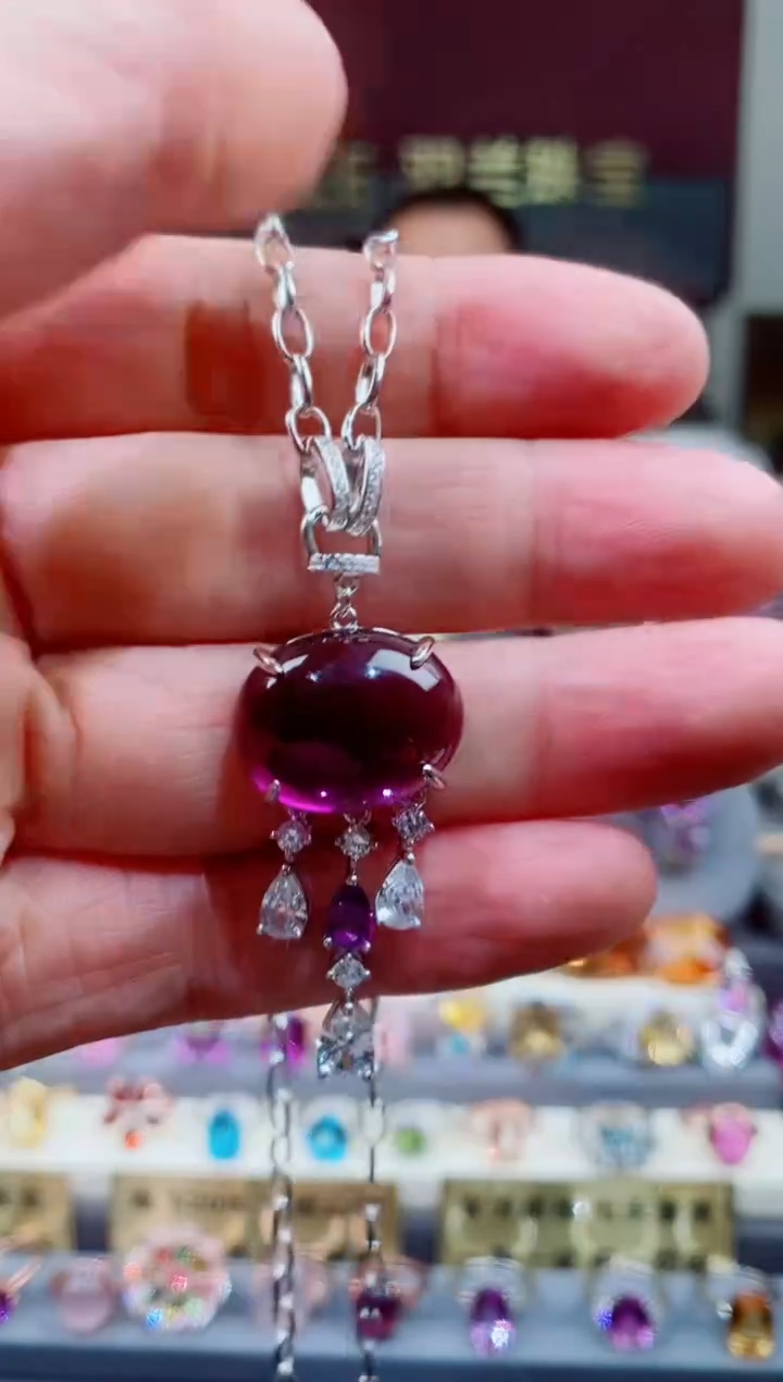 吊坠(赠链)银S925镶嵌紫晶紫晶吊坠