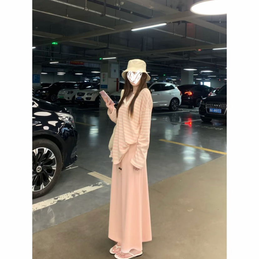 夏季慵懒风法式气质少女风小众设计感半身裙温柔风上衣+半裙套装