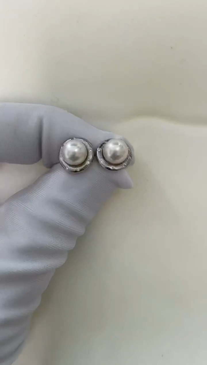 【闪购商品】淡水珍珠耳饰银S925镶嵌6-7无核 编号22
