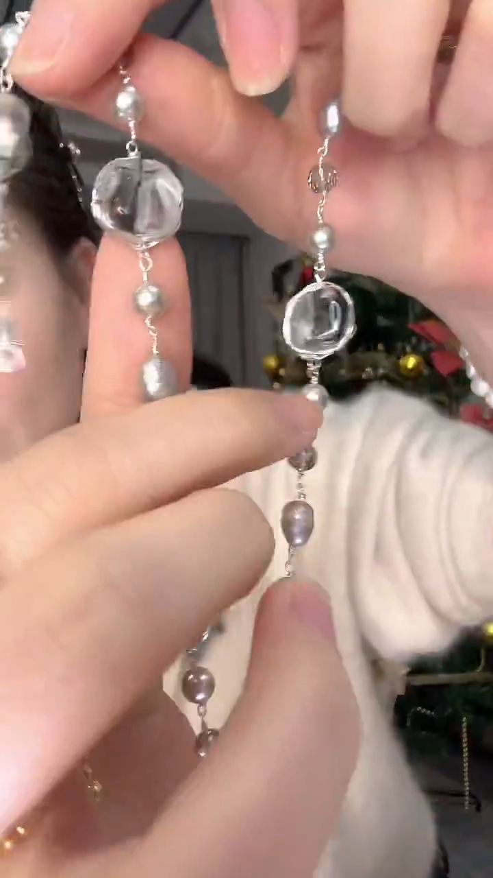 项链未镶嵌淡水珍珠灰月光珍珠项链