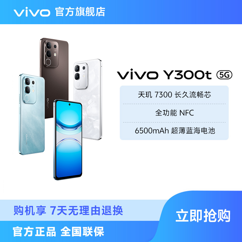 【中秋特惠】vivo Y300t 智能手机 6500mAh超薄蓝海电池