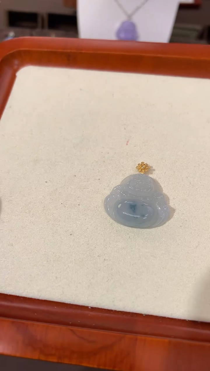 【闪购商品】翡翠颈饰18K金镶嵌天然缅甸a货翡翠