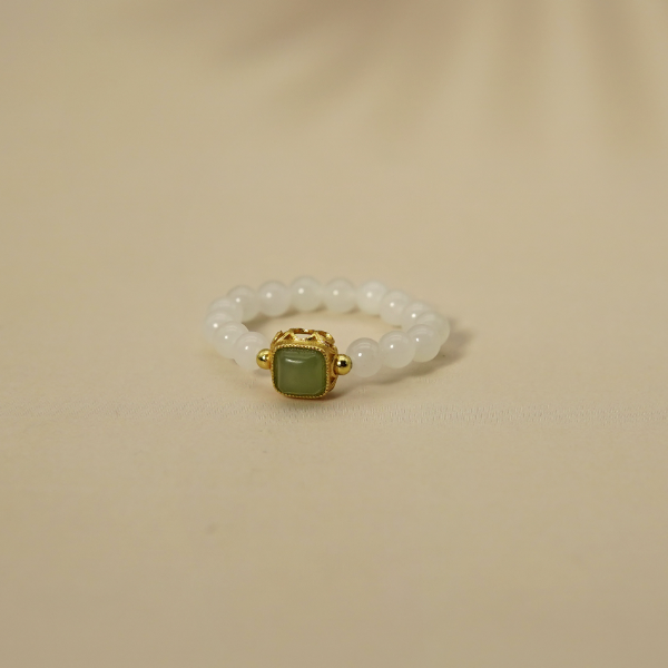 【苏禾二店】和田玉白玉珠珠戒指碧玉方糖款拍一发一（多样性发货）