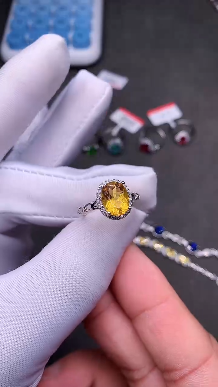 【闪购商品】黄晶戒指银S925镶嵌.........