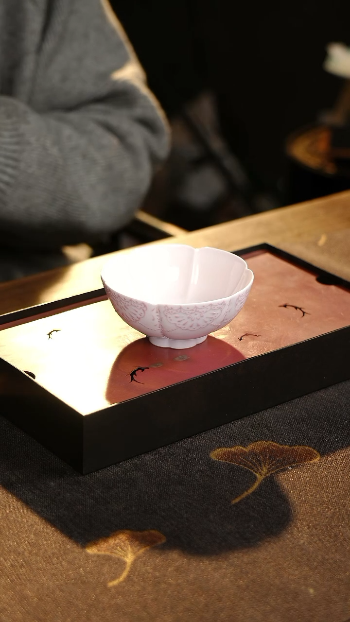 【闪购商品】有田烧-粉帘珠-宽口水流茶杯