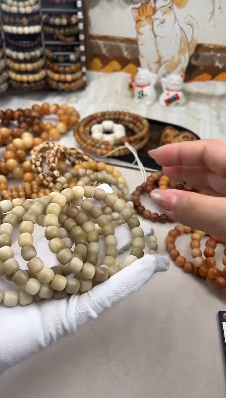 菩提根/象牙果手串a187卡10.5 干磨奶咖