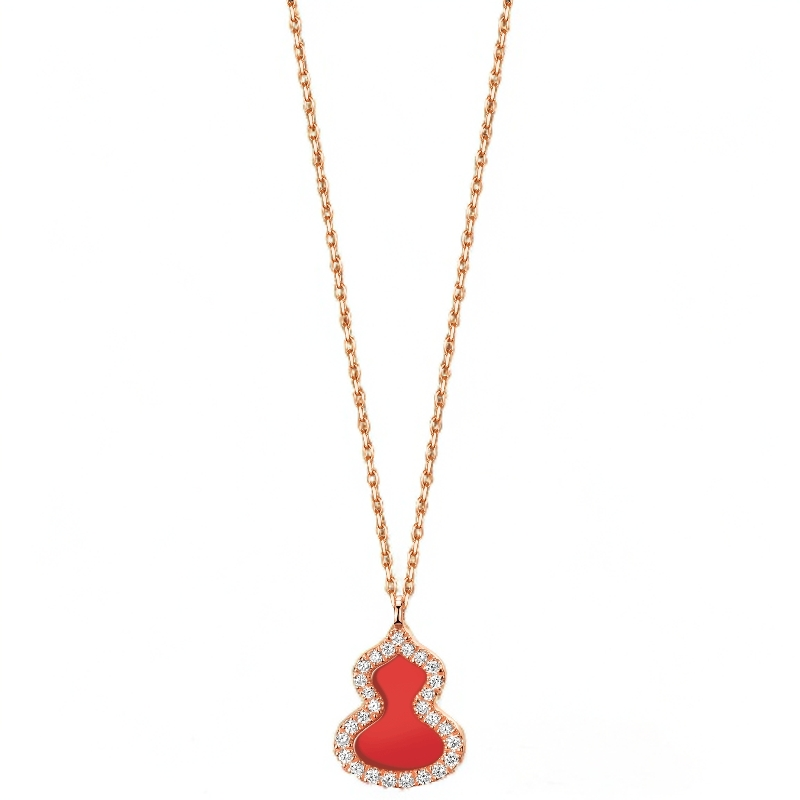 99新 Qeelin  Wulu 麒麟 玫瑰金  钻石红葫芦项链 21年 W53664