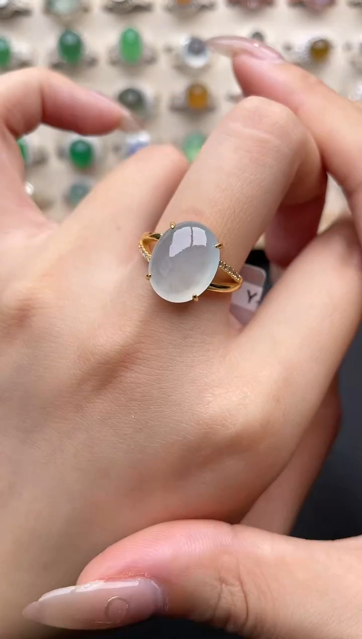 【闪购商品】翡翠戒指银S925镶嵌一物一证一礼盒