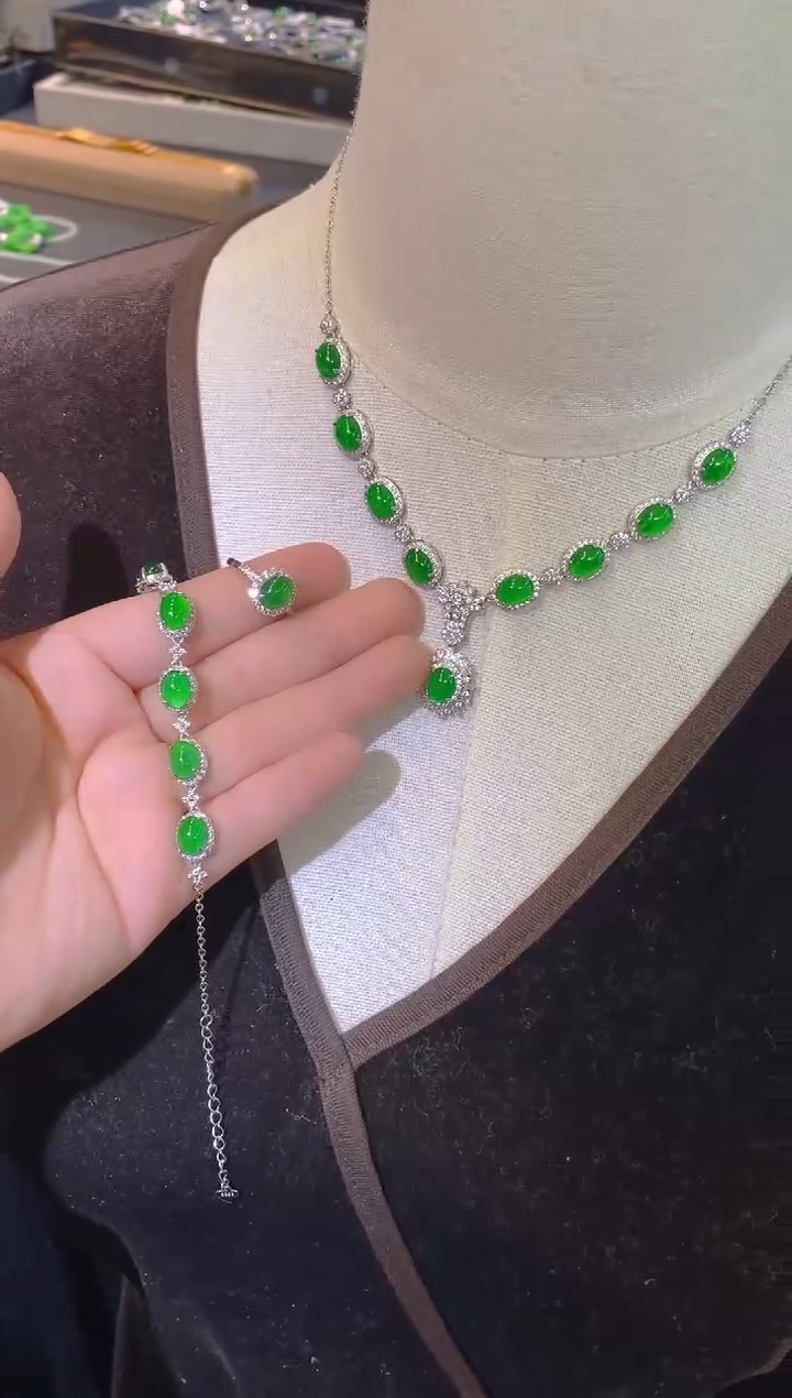 【闪购商品】翡翠套链银S925镶嵌016（多样性发货）