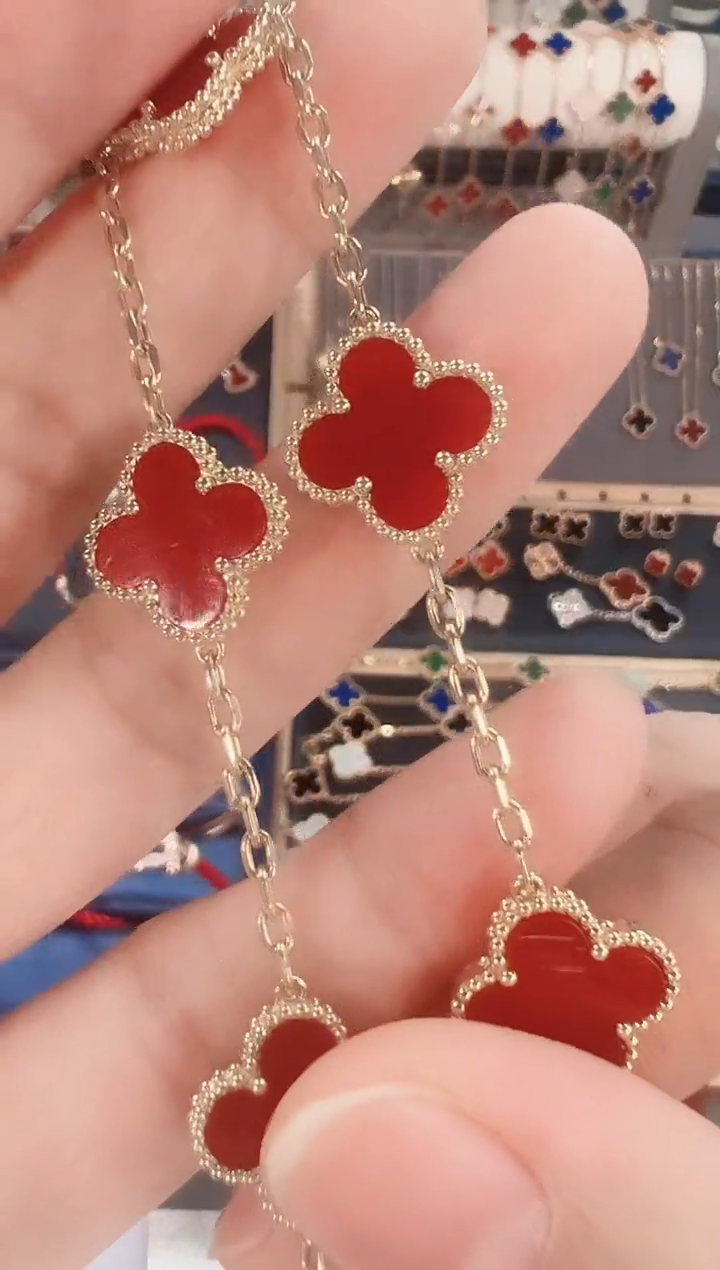 【闪购商品】玛瑙/玉髓手链18K金镶嵌18k黄红玛瑙手链