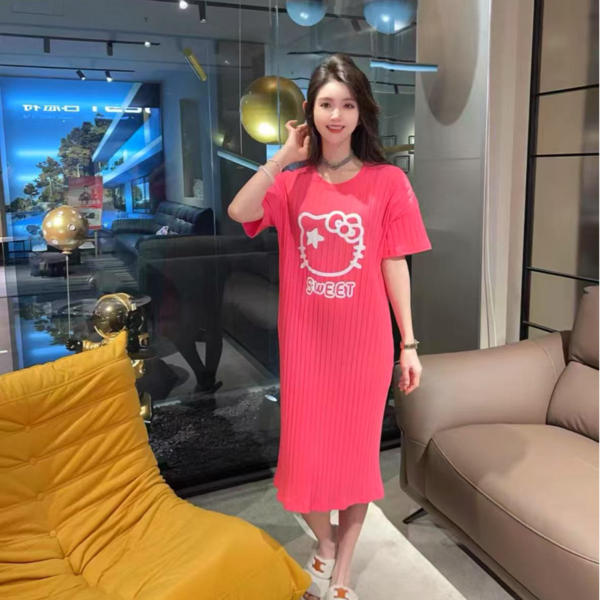 超得劲儿高弹力家居睡裙（裙长107左右）