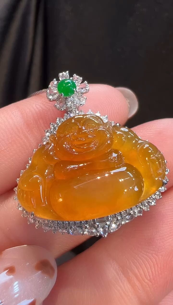 吊坠(不含链)18K金镶嵌翡翠AL6