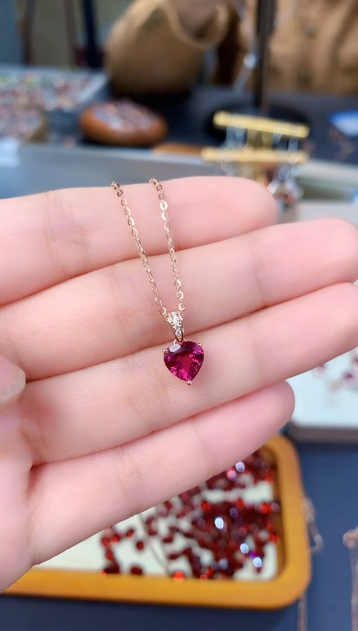 【闪购商品】石榴石吊坠银S925镶嵌天然镁铝