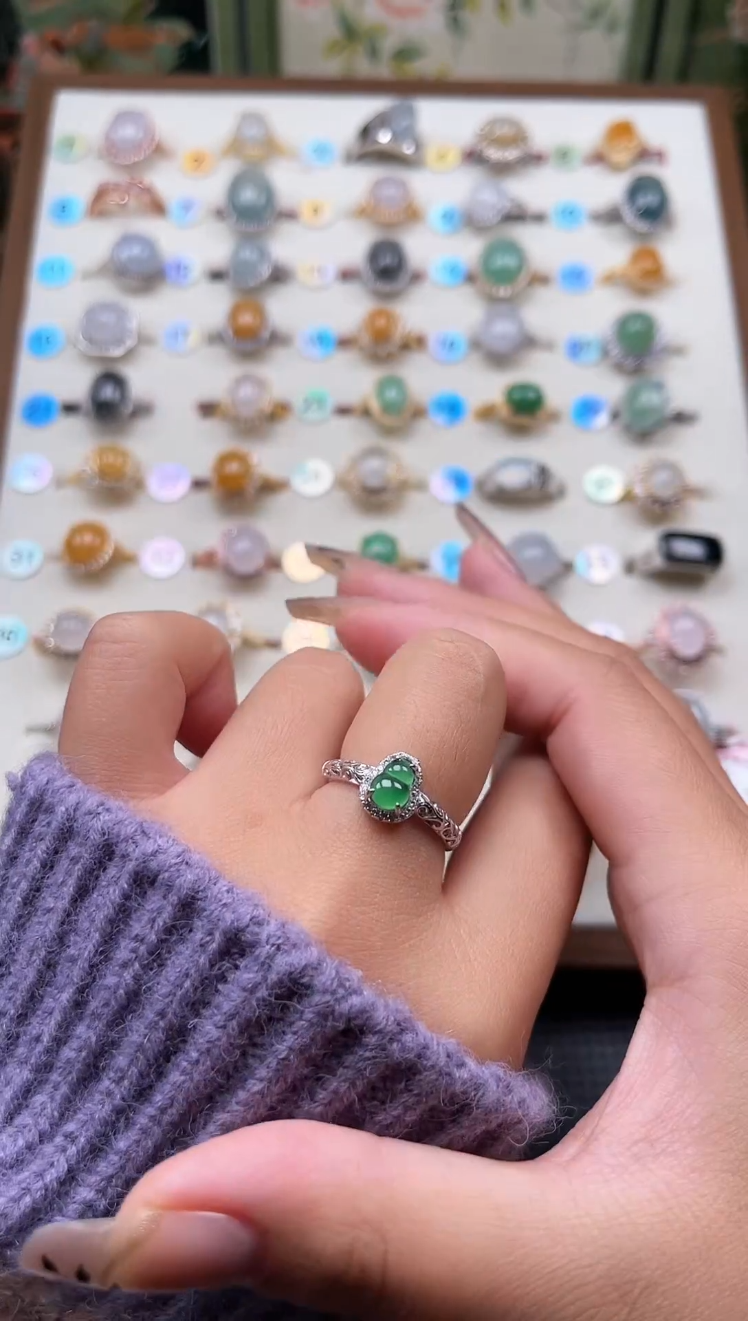 【闪购商品】翡翠戒指银S925镶嵌天然A货翡翠戒指