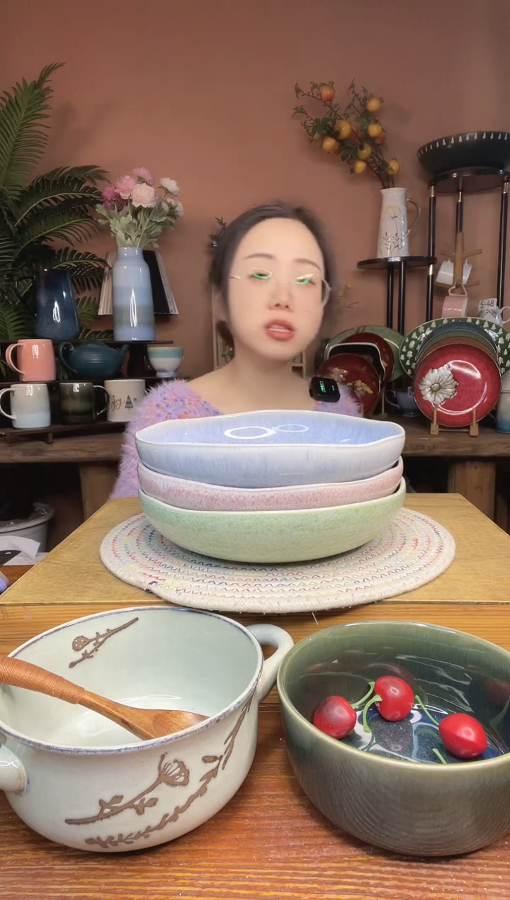 陶瓷8.6英寸云梦系列深盘 3件 微瑕疵