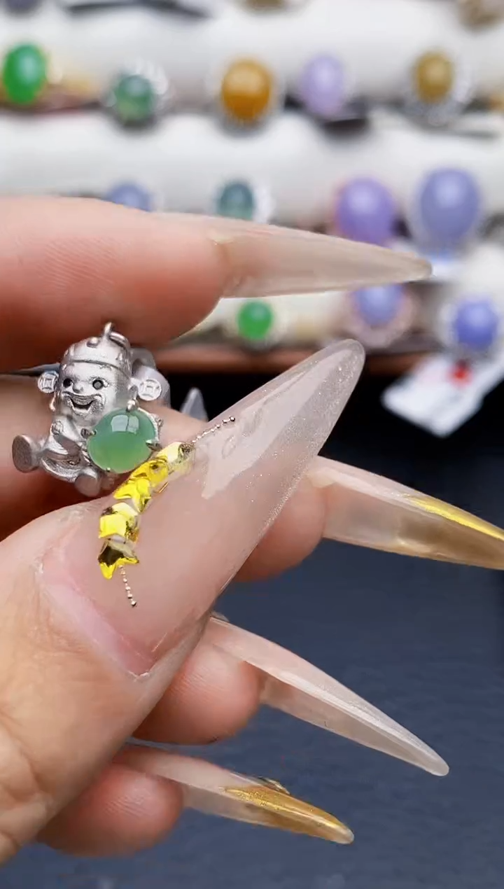 银S925镶嵌戒指翡翠0093