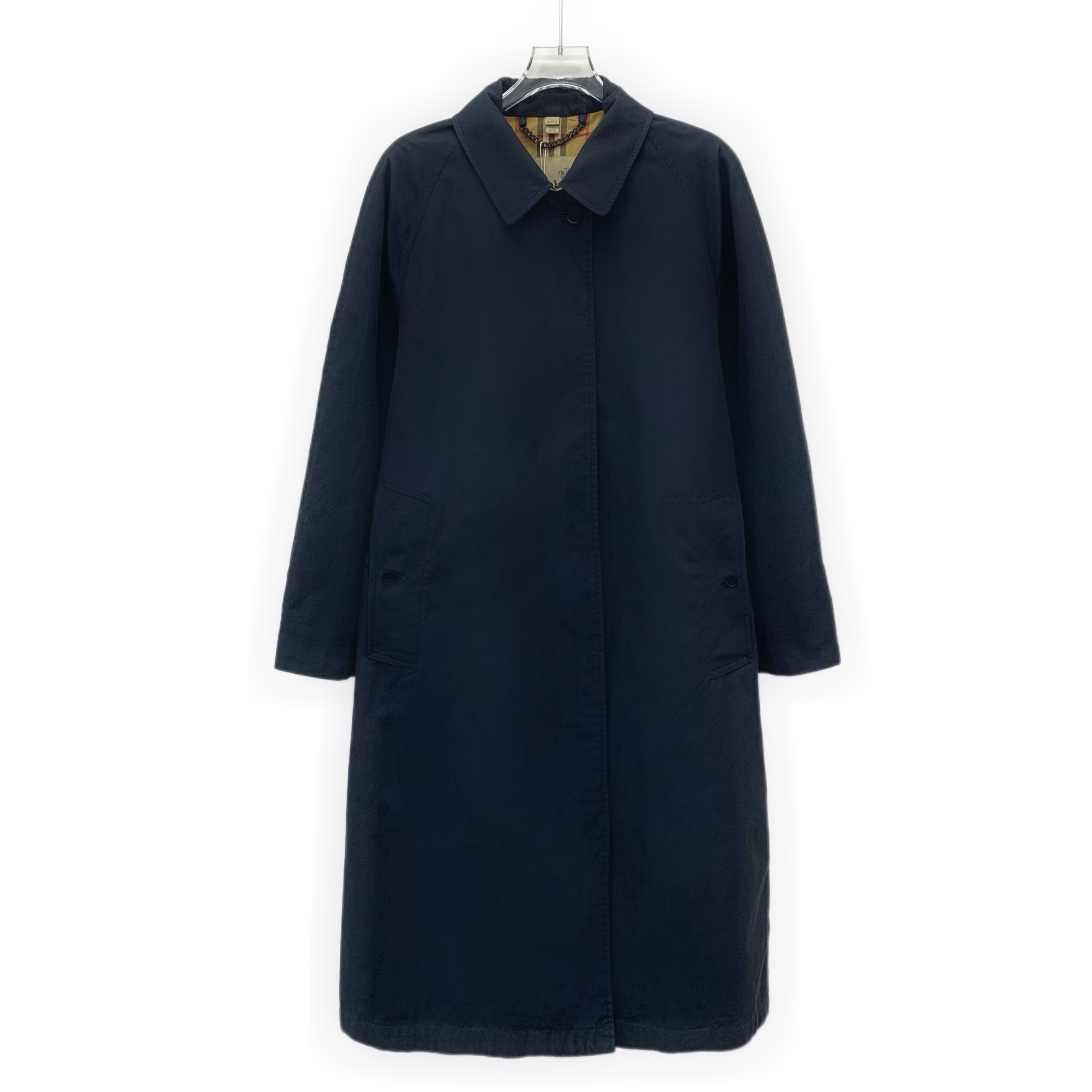 99新 BURBERRY/博柏利 IW0967 深蓝色腰带款风衣外套36 XS码 99新