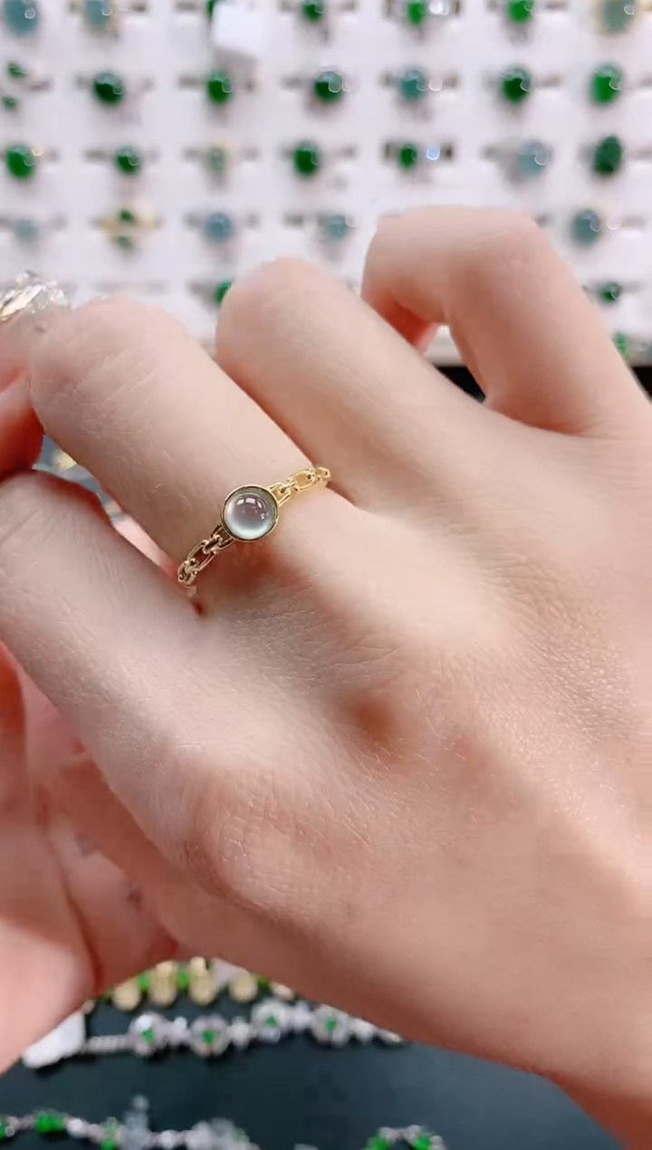 【闪购商品】翡翠戒指银S925镶嵌天然翡翠