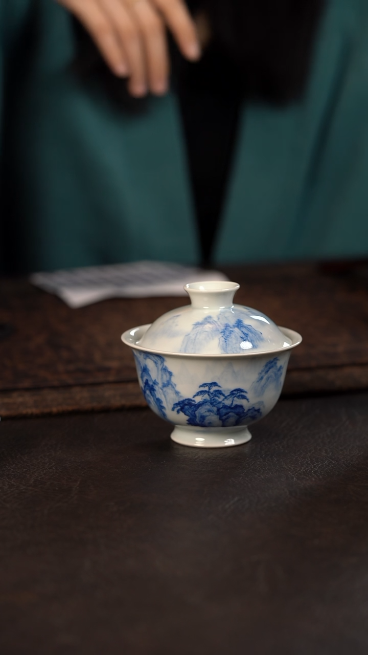 【闪购商品】杯聚澜堂国画山水盖碗