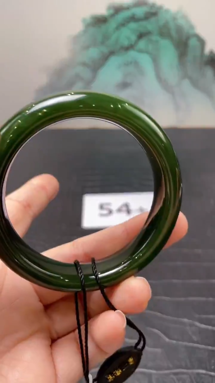 未镶嵌手镯和田玉（碧玉）梧*54+