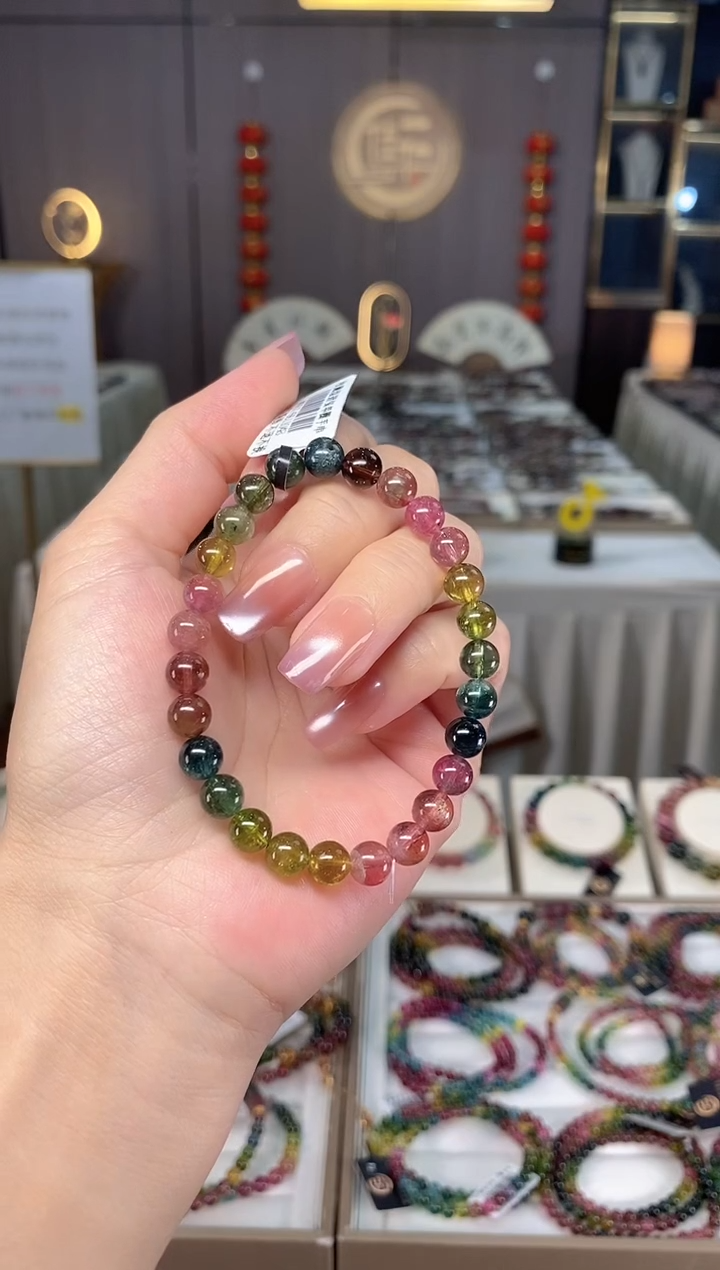 未镶嵌老矿碧玺彩虹单圈手串6mm+碧玺多样性发一条hon