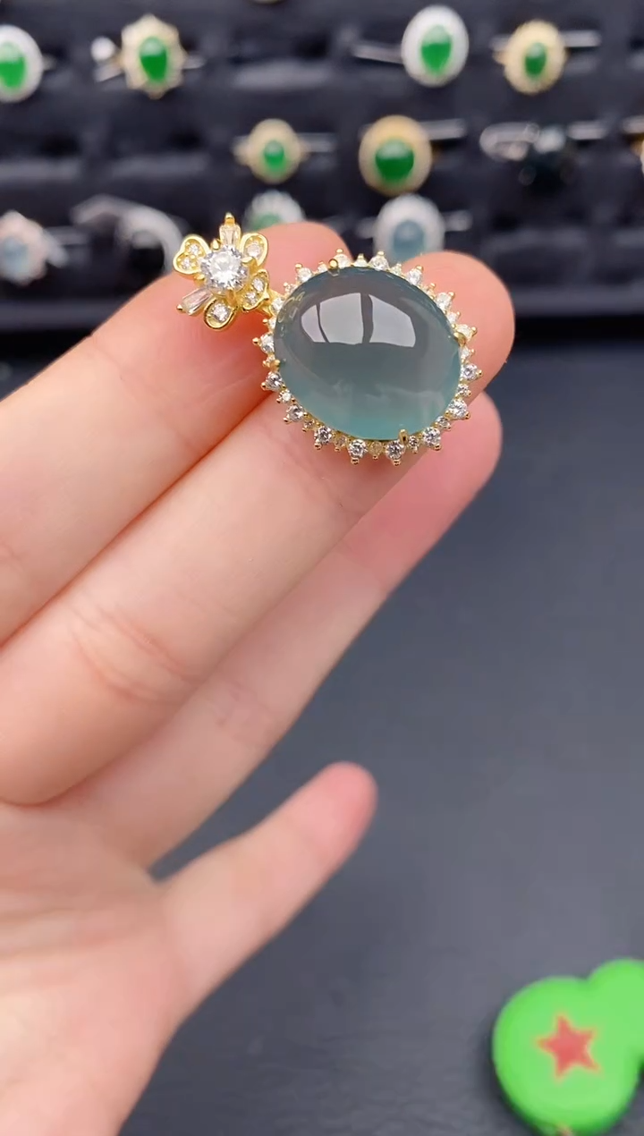 颈饰银S925镶嵌翡翠天然a货翡翠484