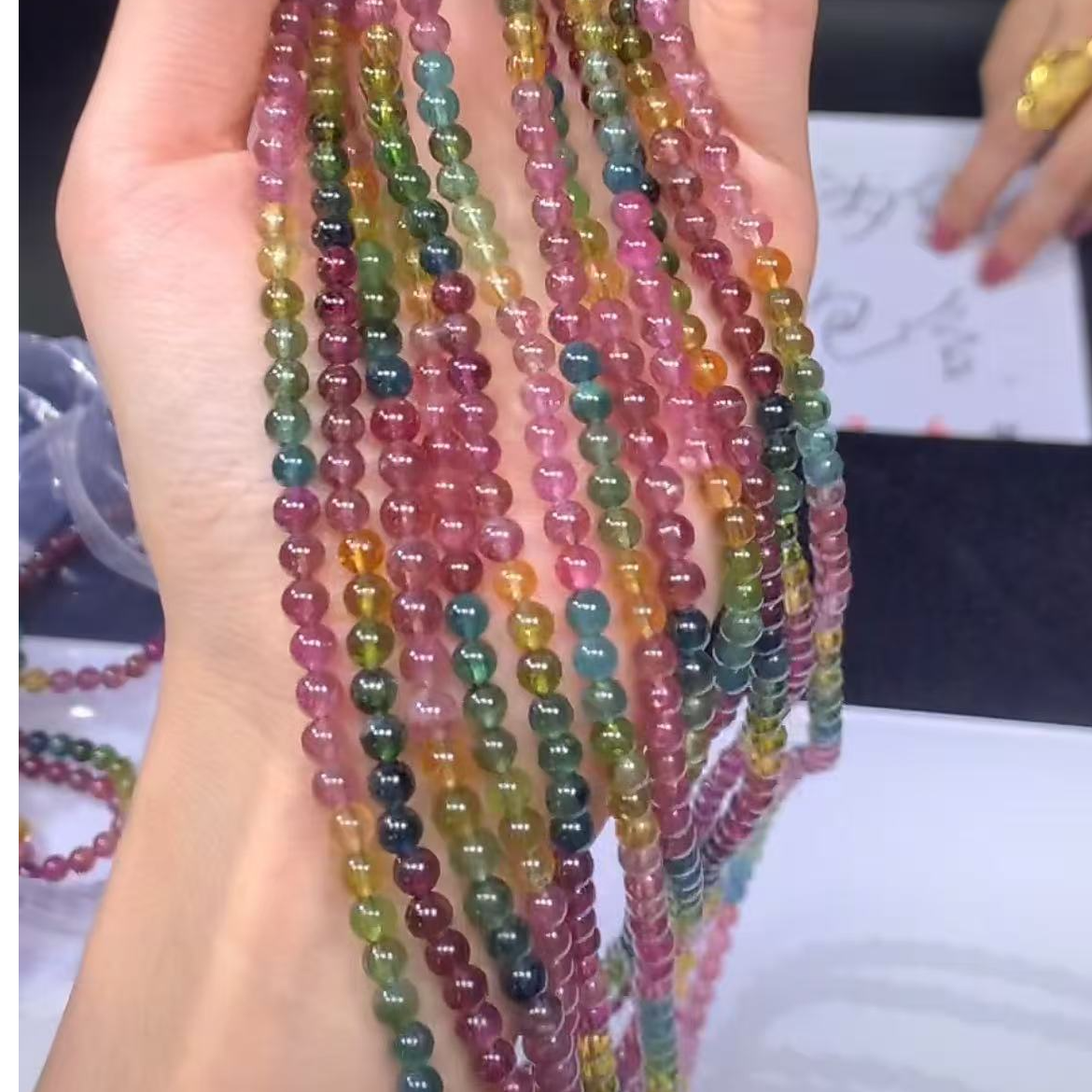 【逍遥】碧玺彩虹圆珠约4.5mm项链*576/294/多样性发/1件