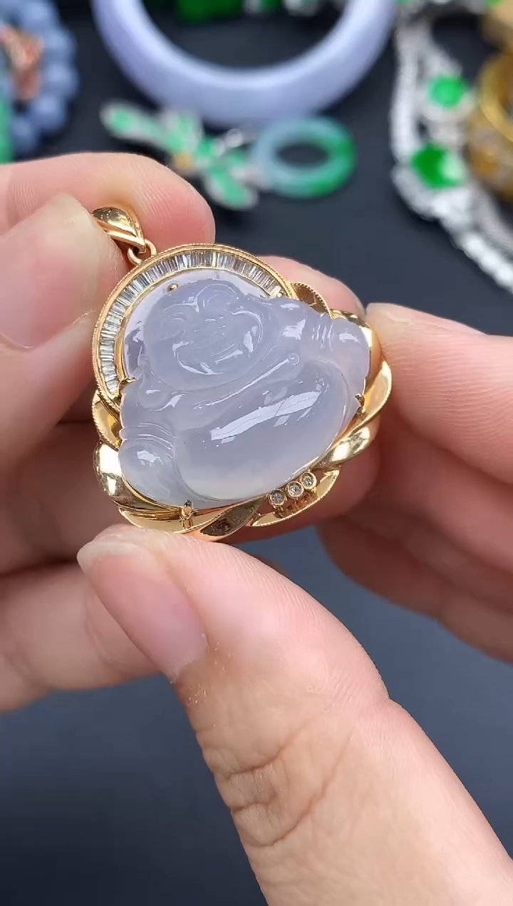 颈饰18K金镶嵌翡翠529-春日珠宝