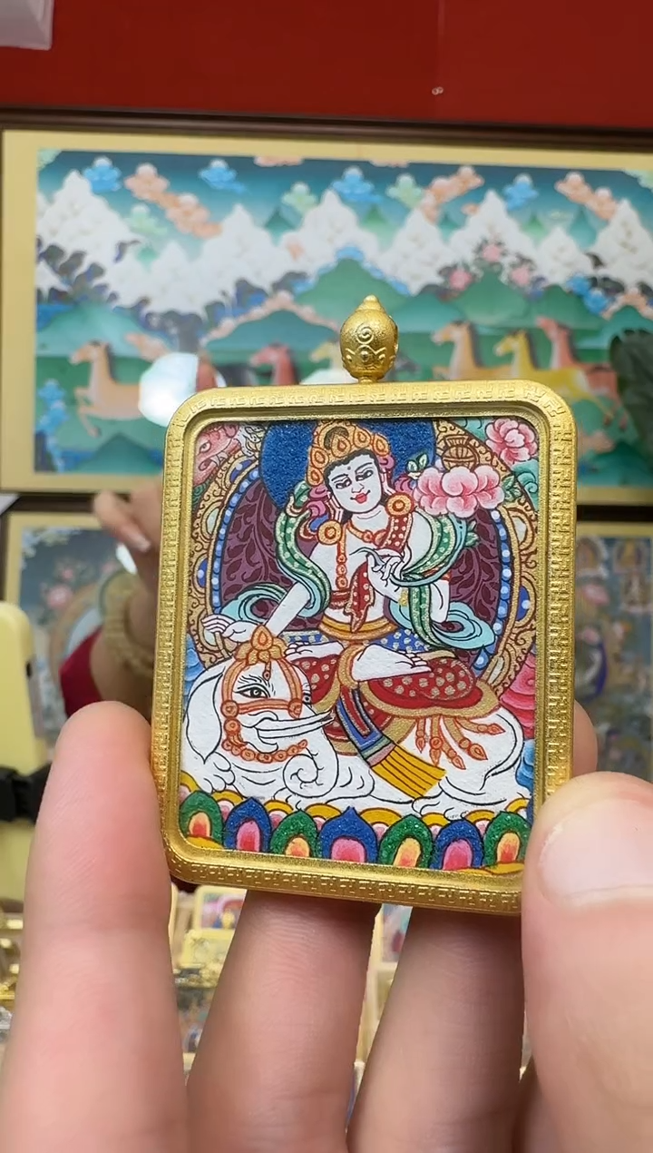 吊坠普老师-热贡纯手绘唐卡吊坠