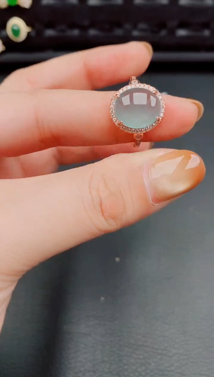 【闪购商品】翡翠戒指银S925镶嵌天然a货翡翠377