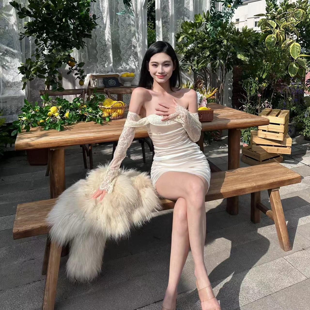 【JINGGUO轻奢】名媛纯欲时尚显瘦性感一字肩连衣裙宴会礼服裙7175