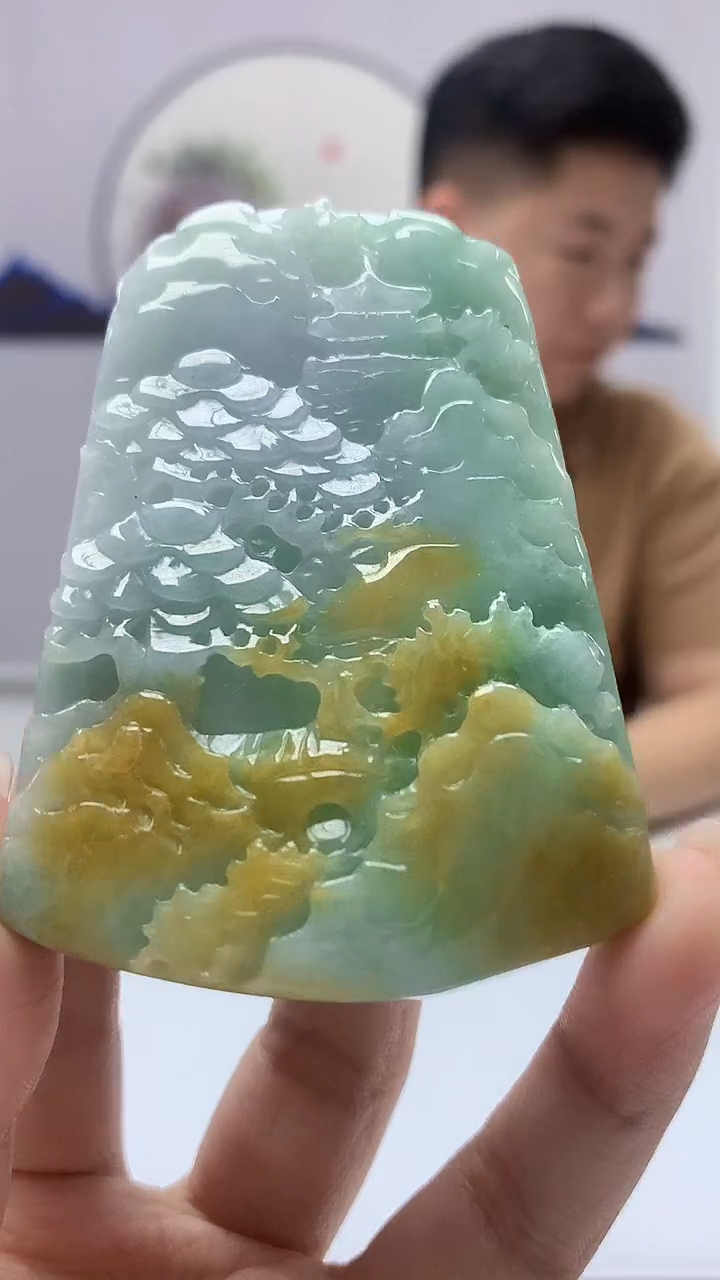 【闪购商品】定制翡翠未镶嵌4917kk-毛货挂件山水50