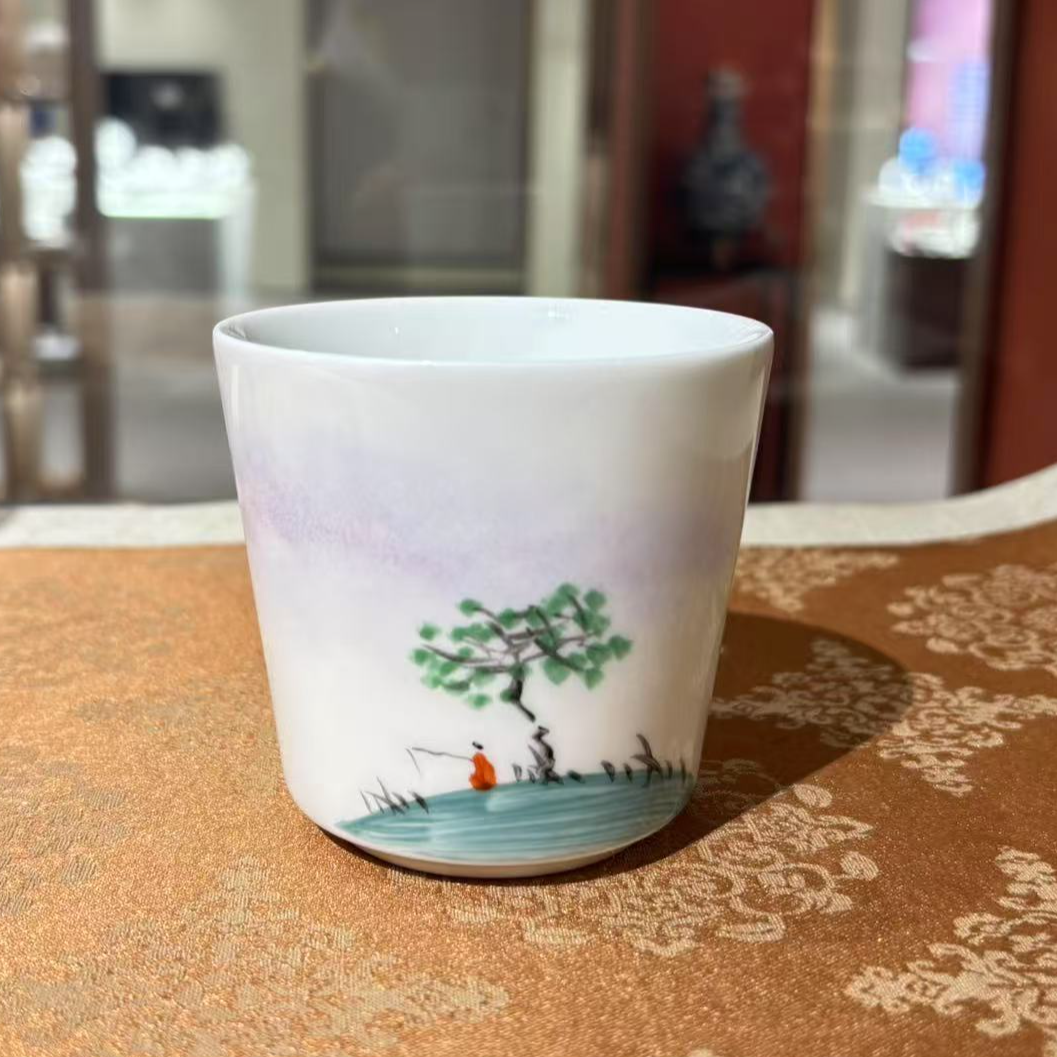 景德镇陶瓷清江垂钓单杯