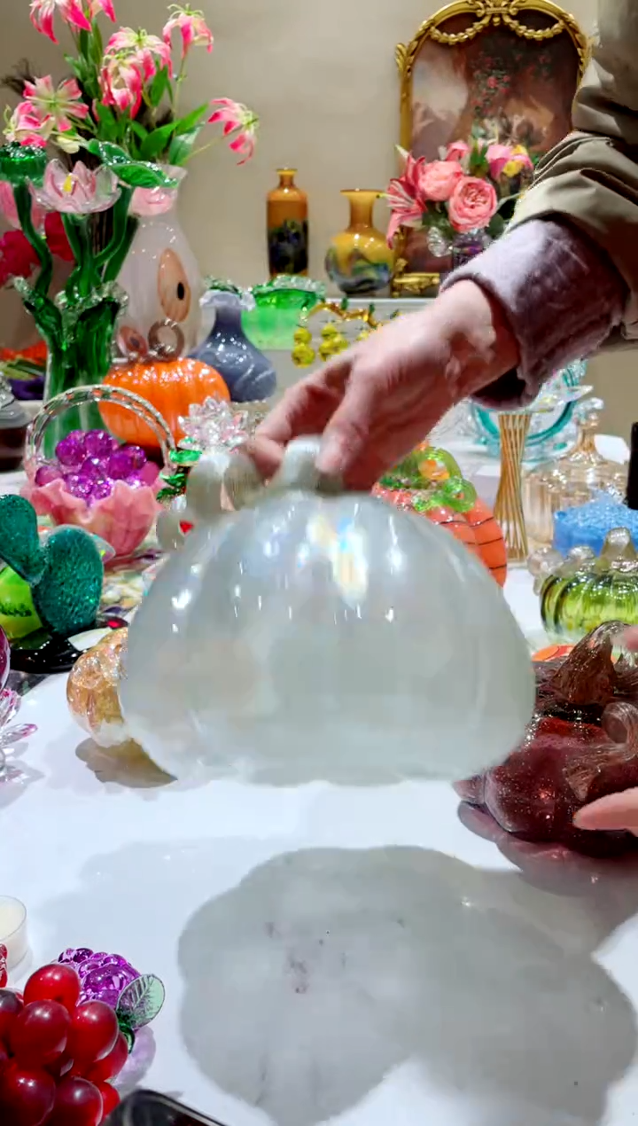 【闪购商品】琉璃手工艺品白色炫彩南瓜