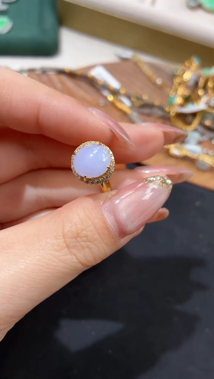 吊坠(不含链)银S925镶嵌翡翠戒指