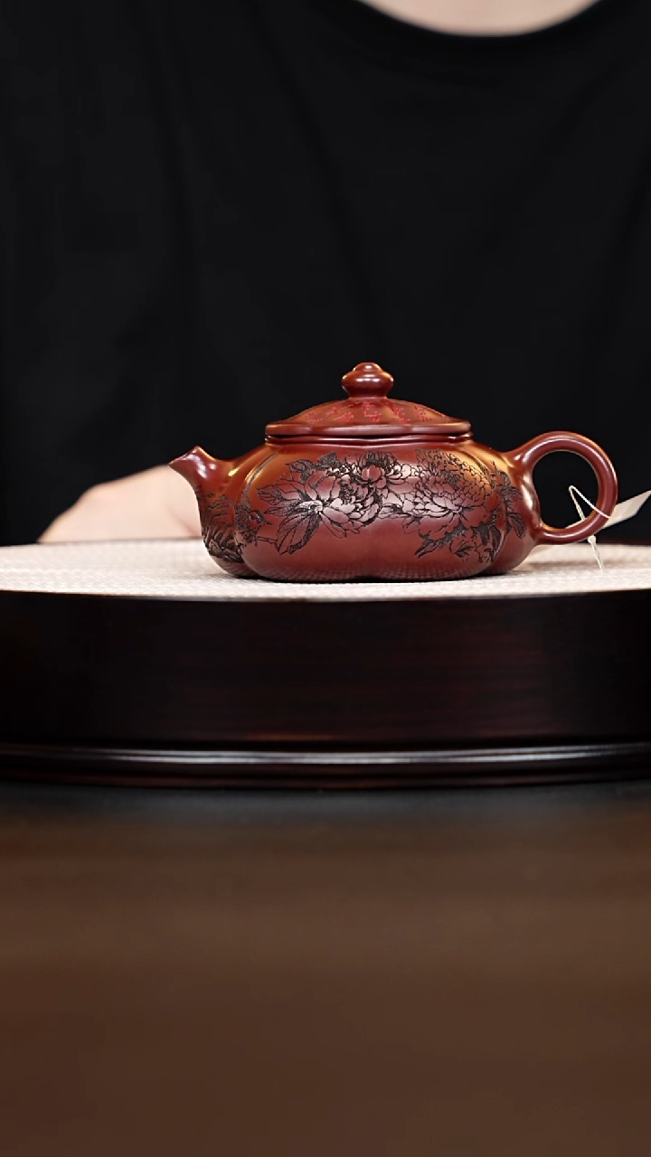 茶壶紫砂宜兴紫砂 筋纹寒江龙血砂 周昌荣