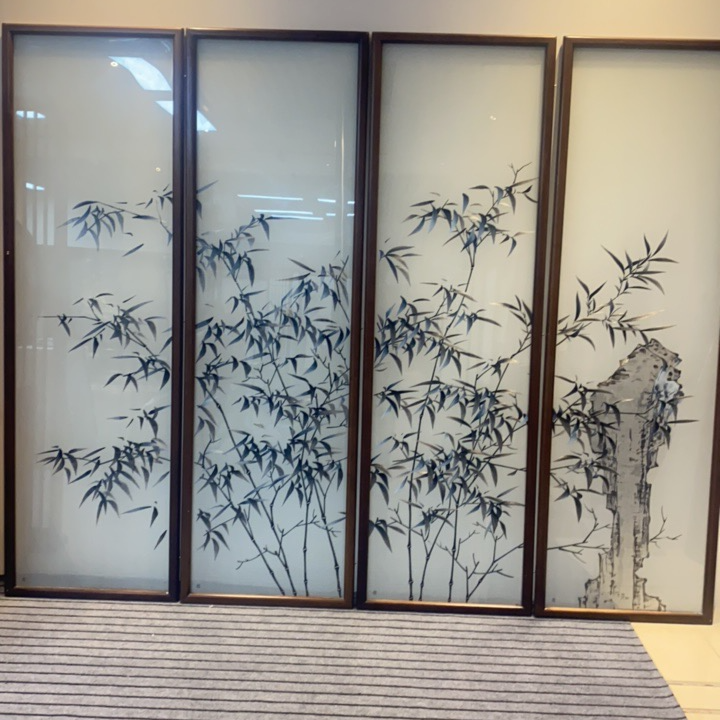 双面苏绣精工实木屏风