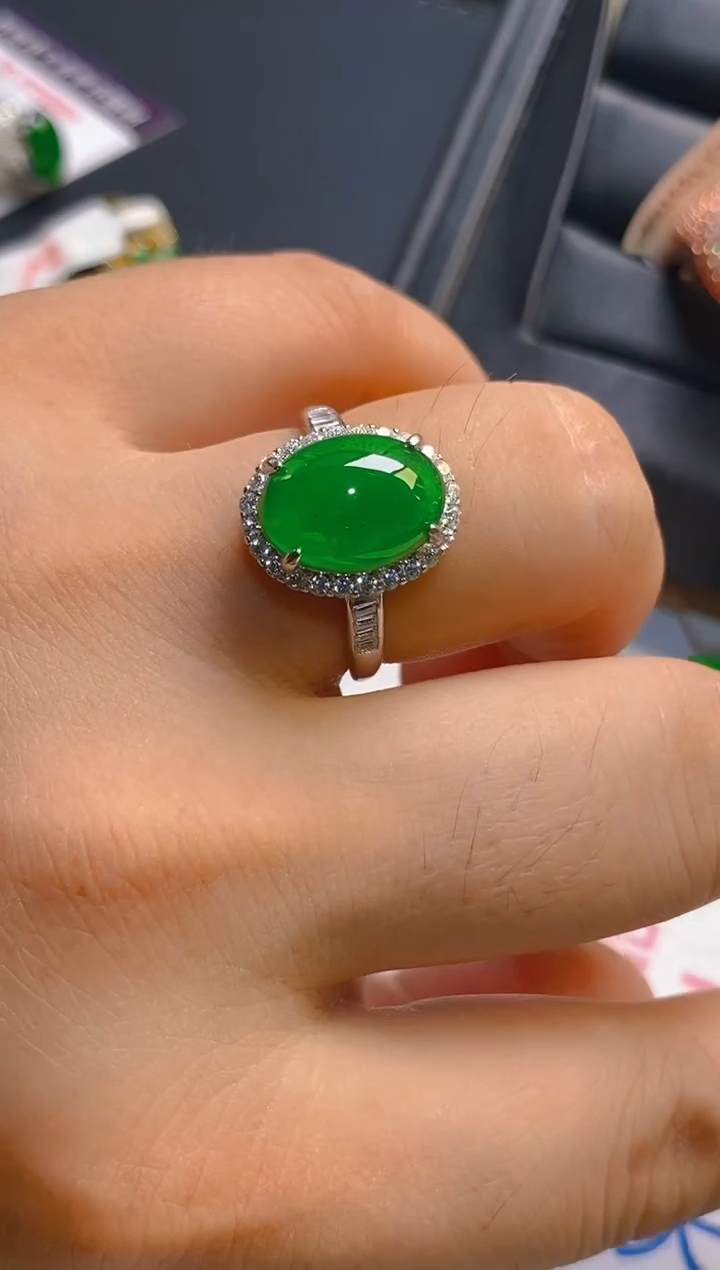 翡翠银S925镶嵌耳饰天然A货翡翠1