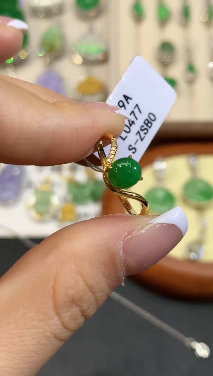 【闪购商品】翡翠戒指18K金镶嵌L0477多样性发其一