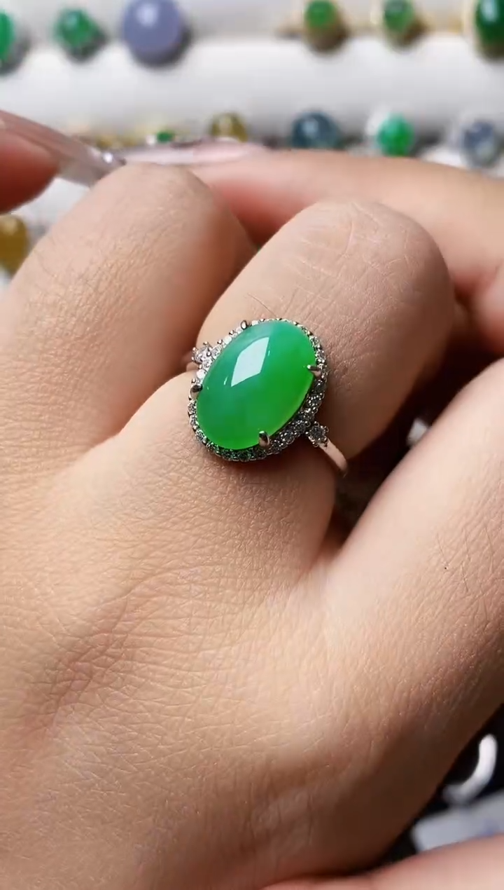 银S925镶嵌戒指翡翠0509