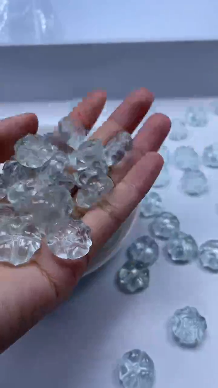 颈饰未镶嵌水晶W1702海蓝宝水晶牡丹花15*7mm*1颗