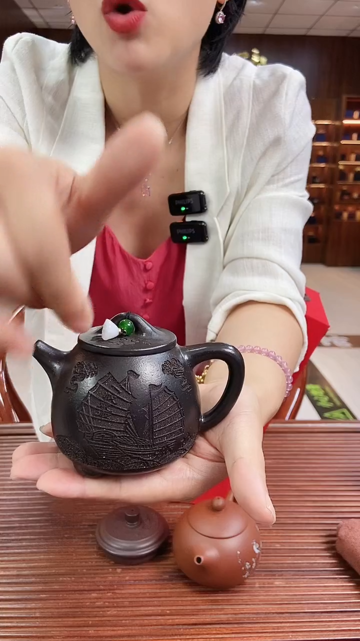 茶壶紫砂一帆风顺高石瓢 黑金砂 姜礼明