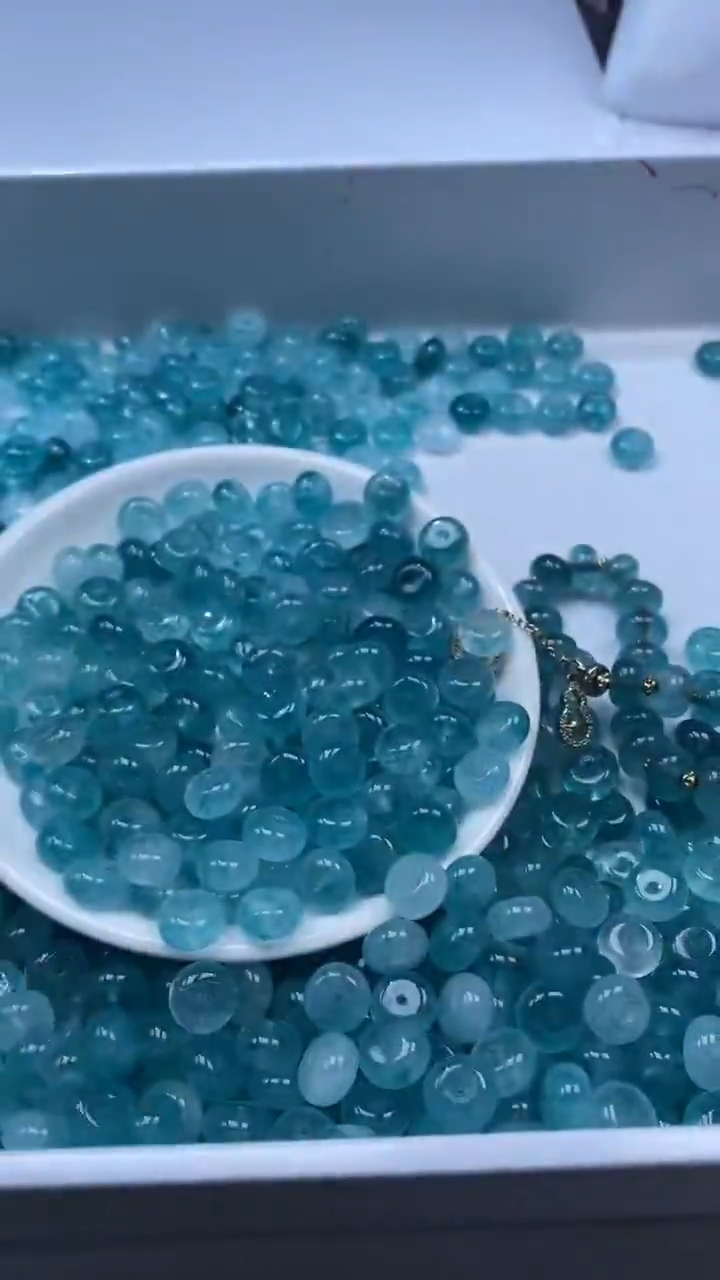 颈饰未镶嵌水晶W3145-蓝色碧玺算盘10*6mm*10颗