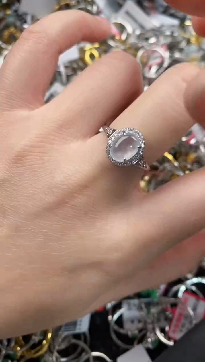 银S925镶嵌戒指翡翠444   5