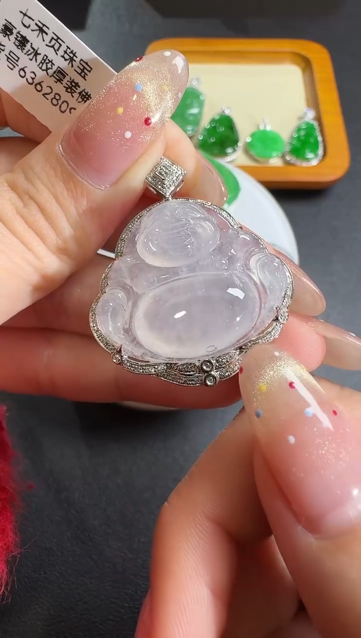 【闪购商品】翡翠吊坠(不含链)18K金镶嵌【源头工厂】钻石镶嵌