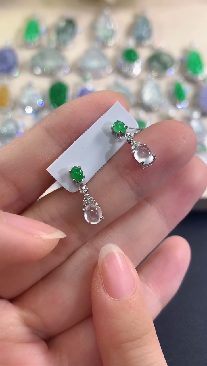 18K金镶嵌翡翠耳饰b72多样性一件发货