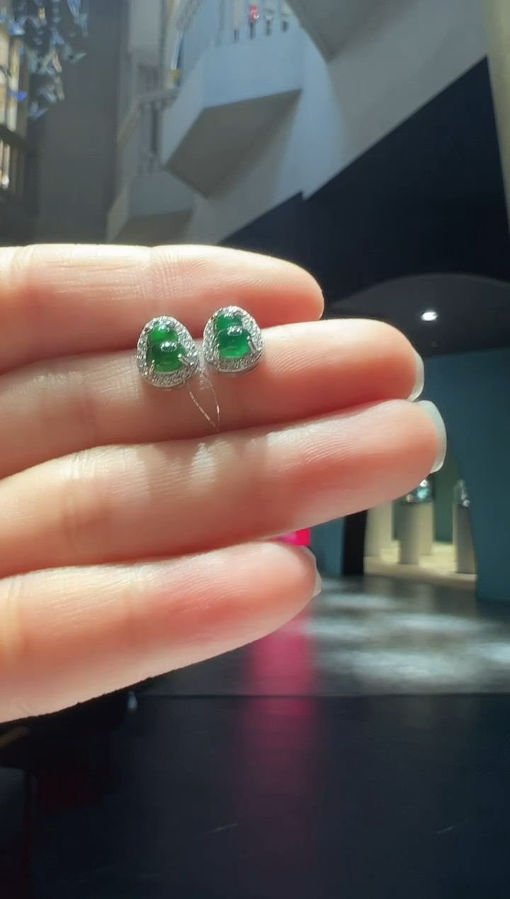 【闪购商品】翡翠耳饰银S925镶嵌24】